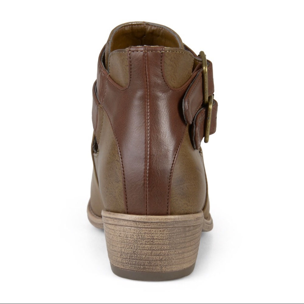 Colorblock Buckle Cut Out Ankle Chic Booties - Picture 6 of 6